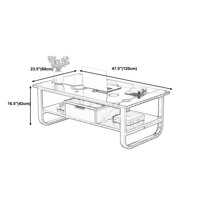 Tavolino rettangolare moderno con doppio piedistallo in legno, 39,4"/47,2"