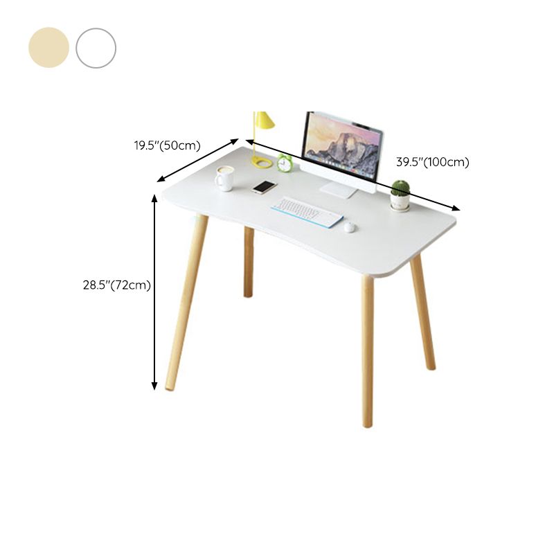 28.35-inch lange houten schrijfbureau gebogen moderne kantoorbureau met Parsons-basis