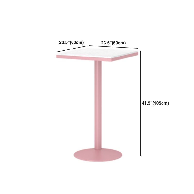 1/3/4/5 Piezas Mesa de barra de color rosa industrial Juego de bistro redondo con tapa de mármol de imitación blanca