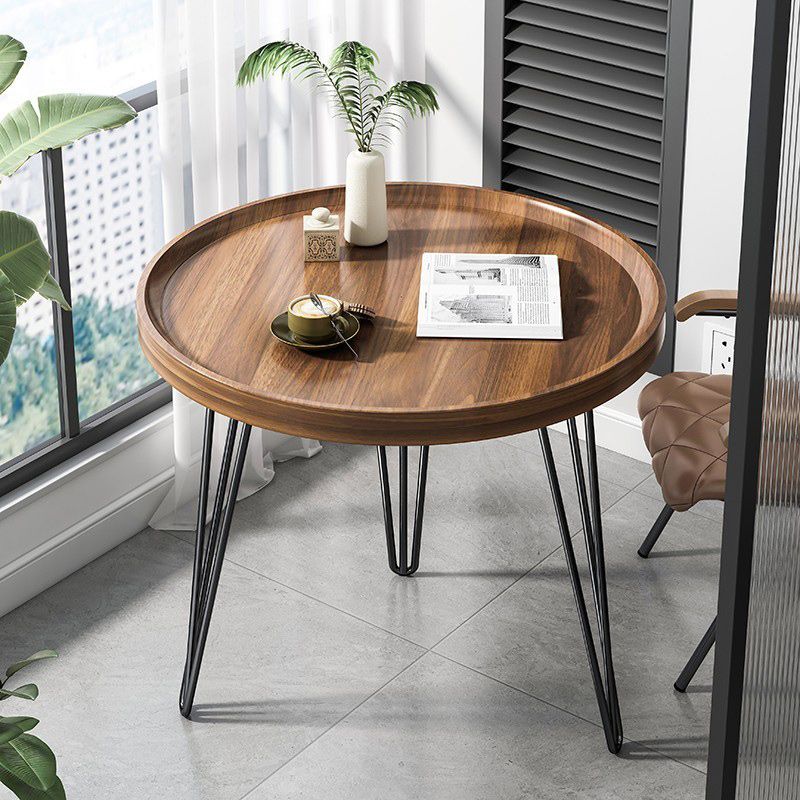 Wood 3 Legs Coffee Table Round Tray Top Coffee Table Minimalist Clearhalo 'Coffee & Accent Tables' 'Coffee Tables' 'coffee_tables' 'furn' 'furn_coffee_tables' 'Furniture' 'Living Room Furniture' 1200x1200_b1c8b877-3d22-4ae5-892d-bfca31534d48
