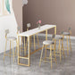 Rectangular Sintered Stone Top Bar Table Luxurious Bar Table with Trestle Base in Gold Clearhalo 'Bar Furniture' 'Bar Tables' 'bar_tables' 'furn' 'furn_bar_tables' 'Furniture' 'Kitchen & Dining Furniture' 1200x1200_b1c8c00e-b7ac-441b-b212-c048912b9876