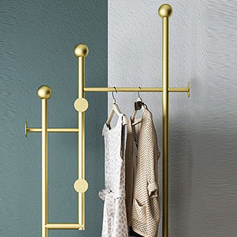 Modern Metal Entryway Kit with 4 Hooks and Basket in Drawing Room Clearhalo 'Entry & Mudroom Furniture' 'furn' 'furn_hall_tree_coat_racks' 'Furniture' 'Hall Trees & Coat Racks' 'hall_tree_coat_racks' 1200x1200_b1c8c085-46ef-4c29-89e5-b28a705fcf16