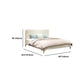 Letto a pannello bianco in finta pelle in pelle 40,16 "H letto imbottito a basso profilo con gambe metalliche