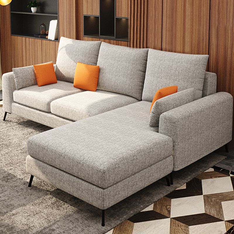 33.46" Tall Modern Linen Sectional/Sofa with Pillowed Back Cushions Clearhalo 'furn' 'furn_sectionals' 'Furniture' 'Living Room Furniture' 'Sectionals' 1200x1200_b1c97531-9e77-4c11-96d0-32c2485e2de0