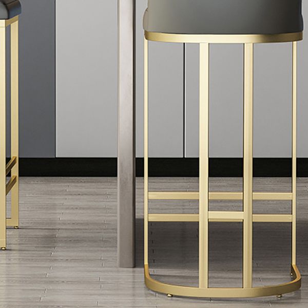 Glam Backrest Counter Stool Iron Kitchen Bar Stool with Leather Cushion and Pedal Clearhalo 'Bar Furniture' 'Bar Stools' 'bar_stools' 'furn' 'furn_bar_stools' 'Furniture' 'Kitchen & Dining Furniture' 1200x1200_b1cc6edf-8abc-4833-8862-d1b079fa4090