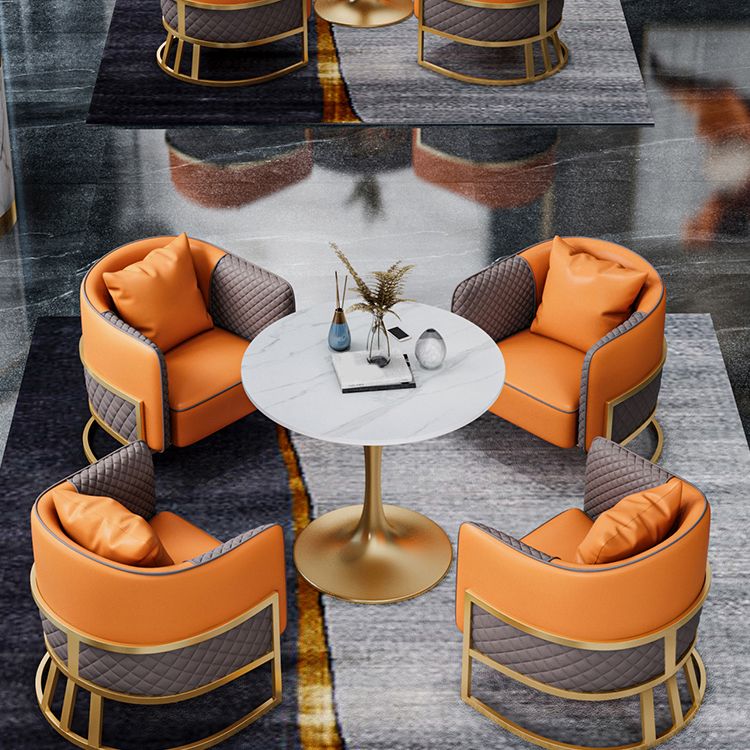 Glam Style Sintered Stone Dining Set Round 1/4/5 Pieces Dining Table Set for Home Use