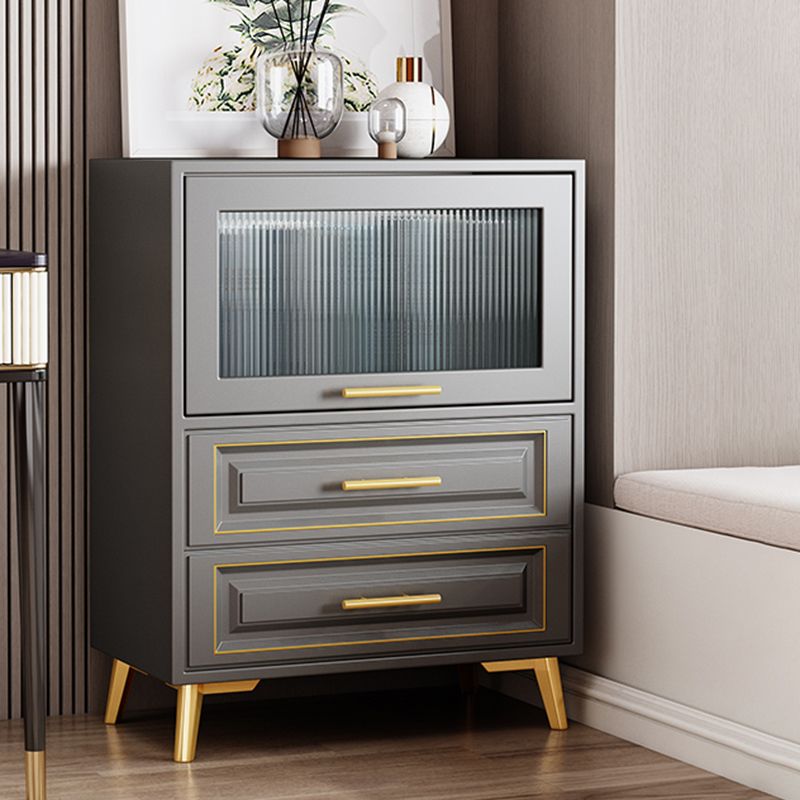 Contemporary Grey Cabinet with Glass Door and 2 Soft Close Drawers Clearhalo 'Cabinets & Chests' 'cabinets_chests' 'furn' 'furn_cabinets_chests' 'Furniture' 'Living Room Furniture' 1200x1200_b1cf1a02-9760-48ec-b0a2-385132e55dc8