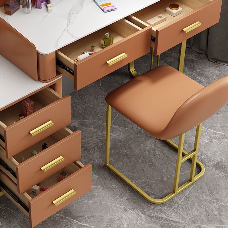 Glam Make-up Eitelkeit mit 5 Lagerschubladen und goldener Basis für Schlafzimmer