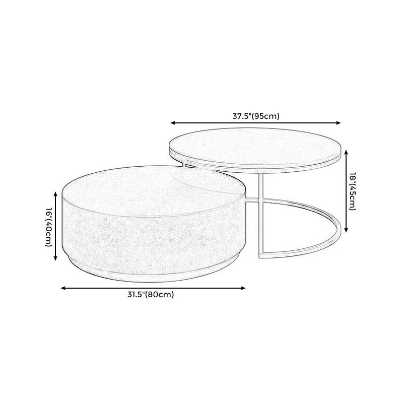 Drum Base Design Black/grey Marble Top Metal Base Round Coffee Table Clearhalo 'Coffee & Accent Tables' 'Coffee Tables' 'coffee_tables' 'Furniture' 'furniture_coffee_tables' 'Living Room Furniture' 1200x1200_b1d1d00d-2c40-4442-9929-126482efee30