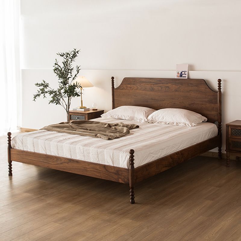 Solid Wood Headboard Poster Bed Walnut Bed Frame with Custom Legs Clearhalo 'Bedroom Furniture' 'Beds' 'furn' 'furn_beds' 'Furniture' 1200x1200_b1d2bc2a-0504-42ec-988d-71890b43d813