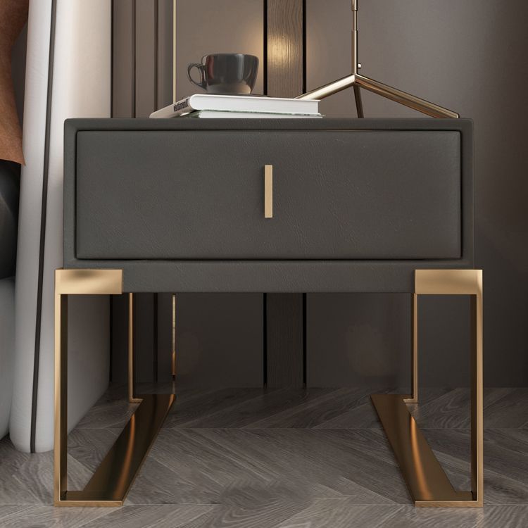 Faux Leder-Nachttisch 1-Zauberer 21 Zoll hohe moderne Beine inklusive Nachttisch enthalten