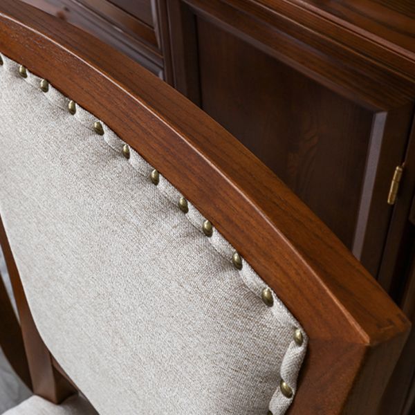 Moderne zijstoel gestoffeerde eetkamerstoelen met een houten basis voor eetkamer