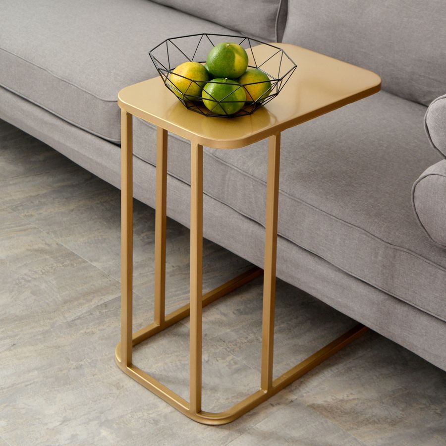 Mid-century Modern Rectangle Top End Table 22.8" Tall Metal C Side Table