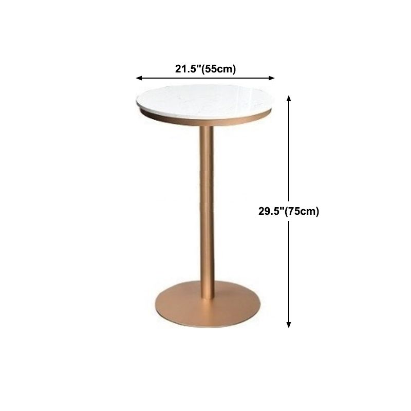 Glam White Faux Marble Bistro Table Indoor Gold Bar Table with Single Pedestal, Only Table Clearhalo 'Bar Furniture' 'Bar Tables' 'bar_tables' 'furn' 'furn_bar_tables' 'Furniture' 'furniture_bar_tables' 'Kitchen & Dining Furniture' 1200x1200_b1d6da81-9c3d-4c10-bac8-eff37d0e0d56