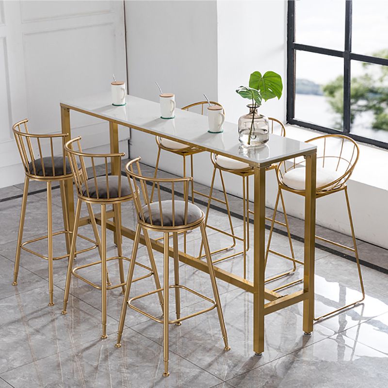 Gold Metal Base Dining Stools Low Back Round Bar Stools with Footrest Clearhalo 'Bar Furniture' 'Bar Stools' 'bar_stools' 'furn' 'furn_bar_stools' 'Furniture' 'Kitchen & Dining Furniture' 1200x1200_b1d77da2-c1ba-4540-87cb-1cc6b2dbb838