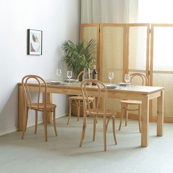 Set da pranzo in legno in solido moderno 1/2/5/7 pezzi Finitura naturale Dinette con sedie in legno