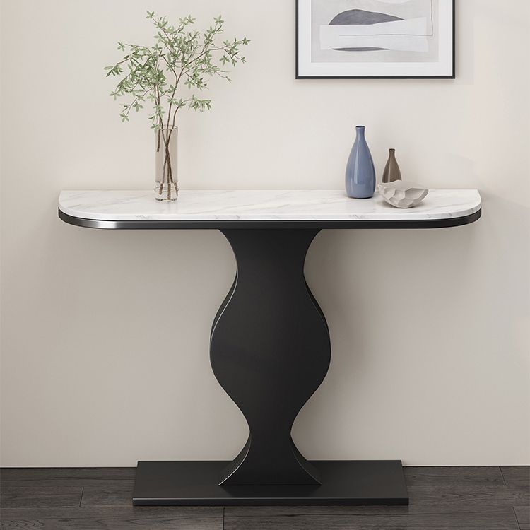 Modern de 11.81 "W Table de la consola Stone Half Moon Accent Table para Hall