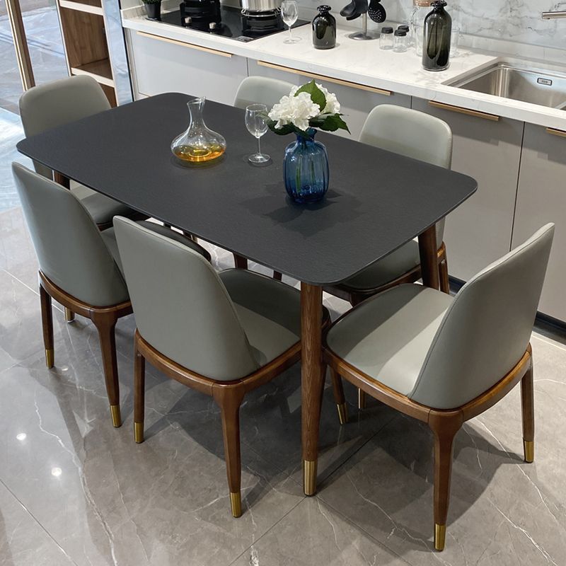 Contemporary Kitchen Dinner Table Rectangle Wood Base Dining Table Clearhalo 'Dining Tables & Seating' 'Dining Tables' 'dining_table' 'furn' 'furn_dining_table' 'Furniture' 'Kitchen & Dining Furniture' 1200x1200_b1d93771-6796-41c1-8276-5bd1da012dcf