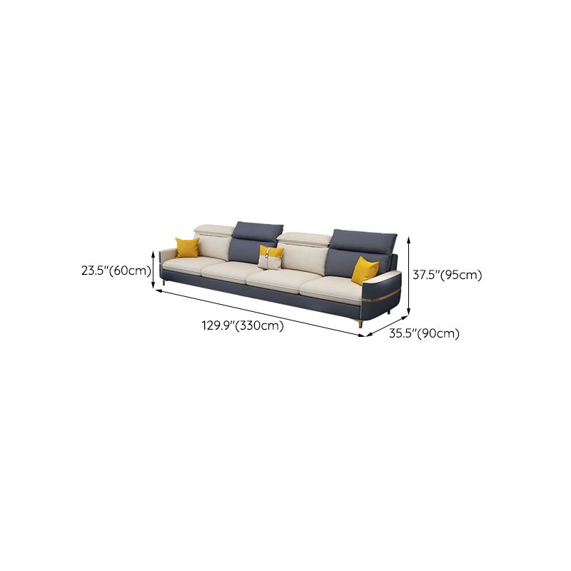 Sofa sectionnel glamour sectionnel en cuir beige avec oreillers de bostol