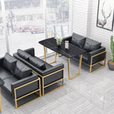 Industrial Style Dining Table Sintered Stone Sled Dining Table with Gold Frame Clearhalo 'Dining Tables & Seating' 'Dining Tables' 'dining_table' 'furn' 'furn_dining_table' 'Furniture' 'furniture_dining_table' 'Kitchen & Dining Furniture' 'kitchen' 'kitchen_dining_table' 1200x1200_b1dbcd16-4e17-445b-9aa6-54bdf79c599d