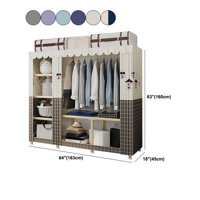 Contemporary Style Wardrobe Armoire Steel Frame Wardrobe for Bedroom Clearhalo 'Armoires & Wardrobes' 'armoires_wardrobes' 'Bedroom Furniture' 'furn' 'furn_armoires_wardrobes' 'Furniture' 1200x1200_b1e252c4-44f9-49de-903e-5460aa3fe817