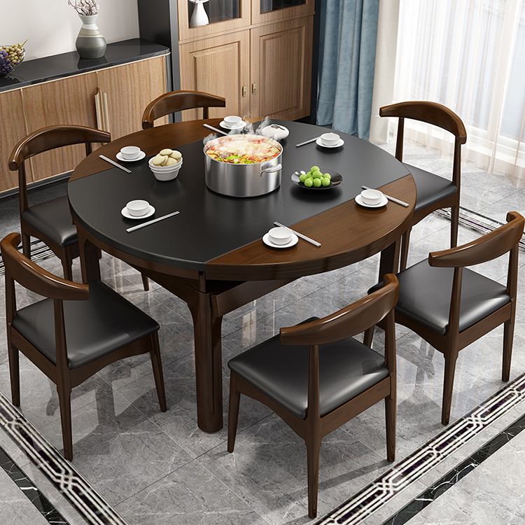 Mesa de comedor de cocina contemporánea, mesa de comedor extensible de madera maciza con 4 patas