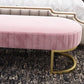 Contemporary Upholstered Bench Oval 16.5" Height Bedroom Bench with Metal Legs Clearhalo 'Benches' 'Chairs & Seating' 'furn' 'furn_benches' 'Furniture' 'Living Room Furniture' 1200x1200_b1eaf28f-dca2-4809-b39b-5af313fab5e0
