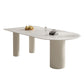 Stone Top Dining Table Traditional Luxury Dining Table with 3 Legs in White