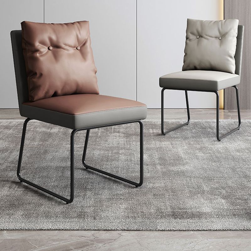Minimalist Style Leather Dining Chairs Armless Solid Back Chair for Home Clearhalo 'Dining Chairs' 'Dining Tables & Seating' 'dining_chair' 'furn' 'furn_dining_chair' 'Furniture' 'furniture_dining_chair' 'Kitchen & Dining Furniture' 1200x1200_b1ed13b8-a59d-47f6-a692-34c815a847b6
