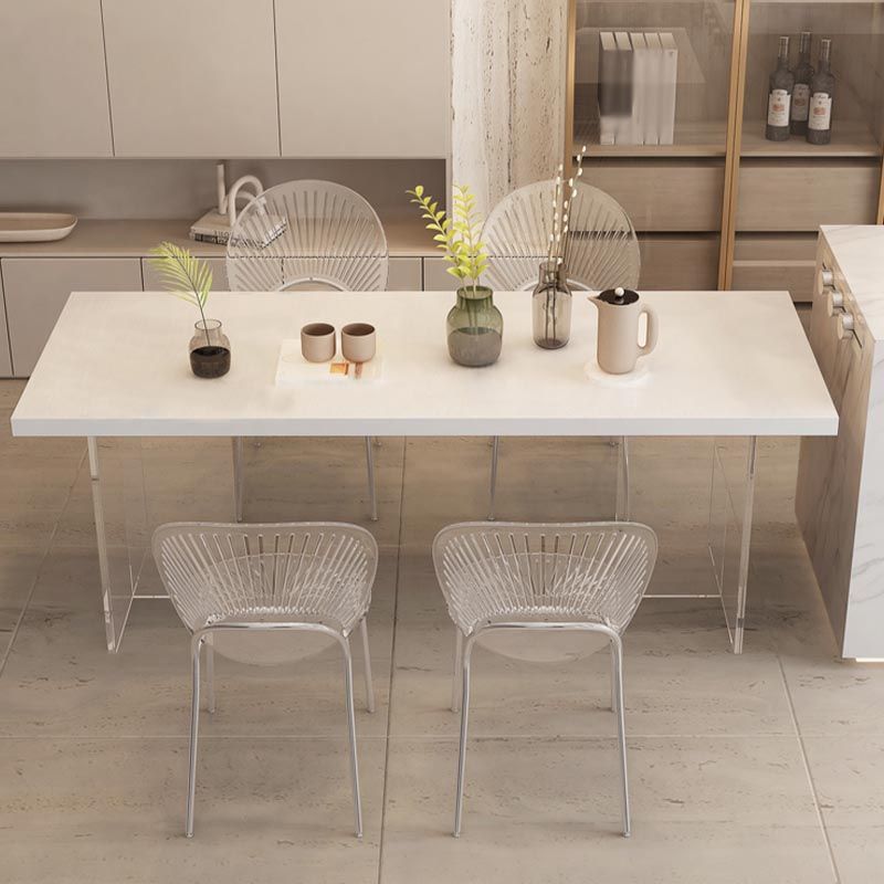 Moderne acryl -eetkamer keukentafel rechthoek witte dubbele voetstuktafel