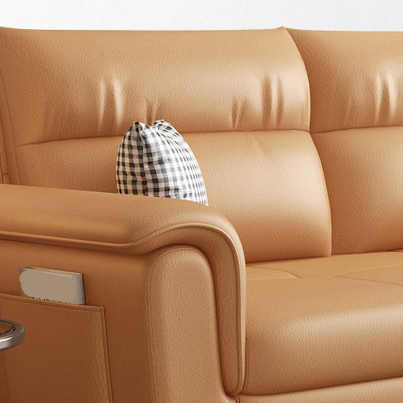 Flared Arms Sleeper Sofa Faux Leather Upholstered Futon Sleeper Sofa Clearhalo 'furn' 'furn_futons' 'Furniture' 'Futons & Daybeds' 'Futons' 'Living Room Furniture' 1200x1200_b1ee39c3-1b3f-4a1e-803d-fe928ef94240
