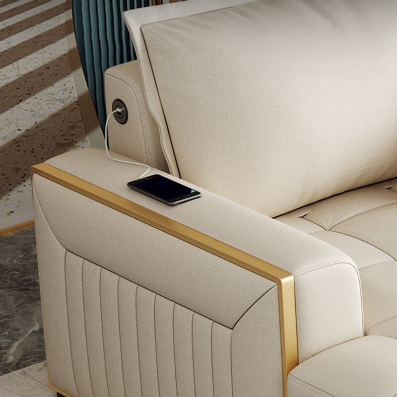 White Modern Sofa Bed with Storage USB Charging Convertible Sectional Clearhalo 'furn' 'furn_sectionals' 'Furniture' 'Living Room Furniture' 'Sectionals' 1200x1200_b1eee289-7366-4b54-9bac-2be78b0c5d00