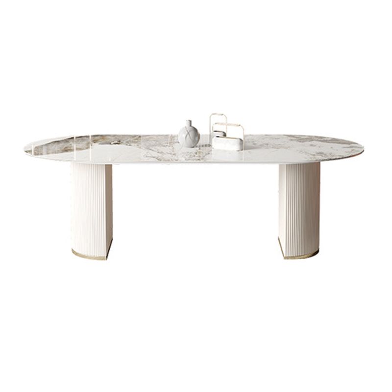 Glam Sintered Stone Table Dining Oval Table with Metal Legs for Home Use Clearhalo 'Dining Tables & Seating' 'Dining Tables' 'dining_table' 'furn' 'furn_dining_table' 'Furniture' 'Kitchen & Dining Furniture' 1200x1200_b1f03cf0-457b-44cf-a636-4f04ec843616