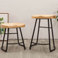 Modern Armless Backless Counter Stool Iron Bar Stool with Wooden Seat