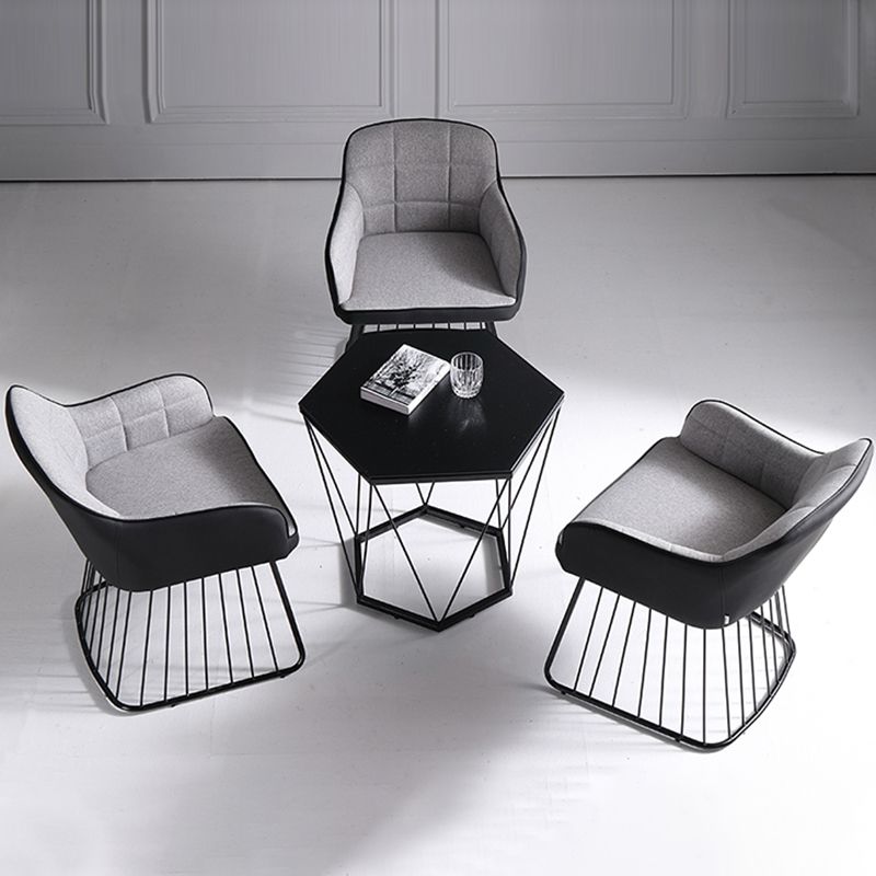 Industriële metalen basis eetkamerstoel gestoffeerde eetkamerstoel