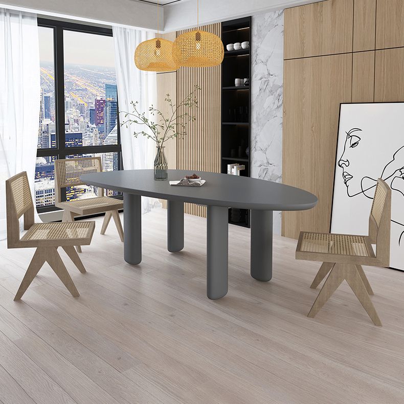 Oval Solid Wood Dining Table in Grey/Black Modern Table with 4 Legs for Restaurant Clearhalo ' dining_table' 'Dining Tables & Seating' 'Dining Tables' 'furn' 'furn_dining_table' 'Furniture' 'furniture_dining_table' 'Kitchen & Dining Furniture' 'kitchen&dining_furn' 'kitchen' 'kitchen_dining_table' 1200x1200_b1f43c85-96dc-4504-a1a0-56e1f9e5ff0a