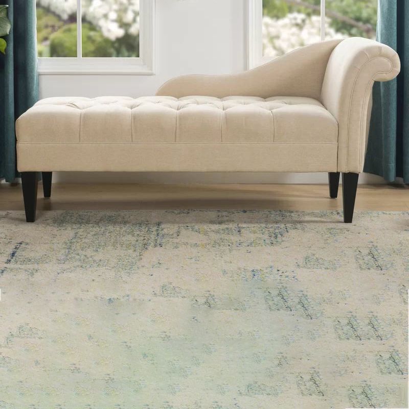 Chaise longue moderna con un bracciolo imbottita e imbottita in misto cotone