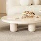 Mesa de centro de 4 patas, mesa de cóctel de madera con tapa redonda para sala de estar