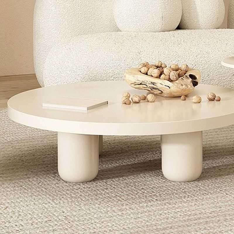 Mesa de centro de 4 patas, mesa de cóctel de madera con tapa redonda para sala de estar