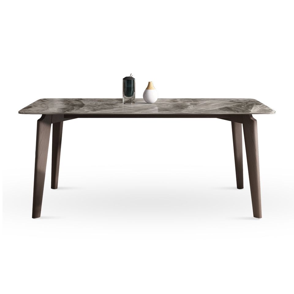 Modern Style Sintered Stone Dining Table with Grey Table and 4 Solid Wood Legs Base for Home Use Clearhalo 'Dining Room Sets' 'Dining Tables & Seating' 'dining_room_set' 'Furniture' 'furniture_dining_room_set' 'Kitchen & Dining Furniture' 'kitchen&dining_furn' 'kitchen' 1200x1200_b1f67c7f-212f-4727-b531-be8f2dc02dd9