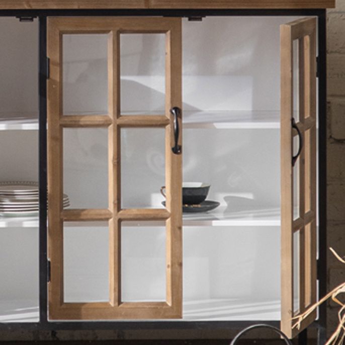 Wood and Iron Chest with Doors Bar Pulls Accent Cabinet with Shelves Clearhalo 'Cabinets & Chests' 'cabinets_chests' 'furn' 'furn_cabinets_chests' 'Furniture' 'Living Room Furniture' 1200x1200_b1f78826-cad4-41e3-9ac0-c61ac69952fa