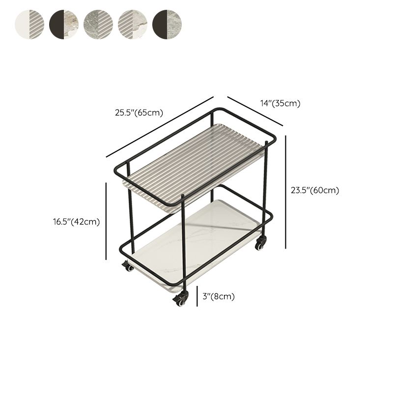 Mesa de vidrio superior a la altura con ruedas moderna de 25.6 "w 1 mesa auxiliar