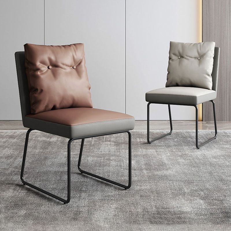 Minimalist Style Leather Dining Chairs Armless Solid Back Chair for Home Clearhalo 'Dining Chairs' 'Dining Tables & Seating' 'dining_chair' 'furn' 'furn_dining_chair' 'Furniture' 'furniture_dining_chair' 'Kitchen & Dining Furniture' 1200x1200_b1fac3e7-2009-4676-b649-30c4630c9a0c