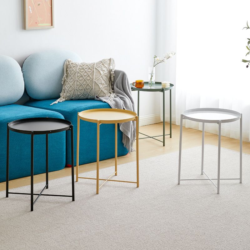 Iron Living Room Side Table Tray Table Pedestal End Table - 16.54" W x 16.54" D x 20.67" H