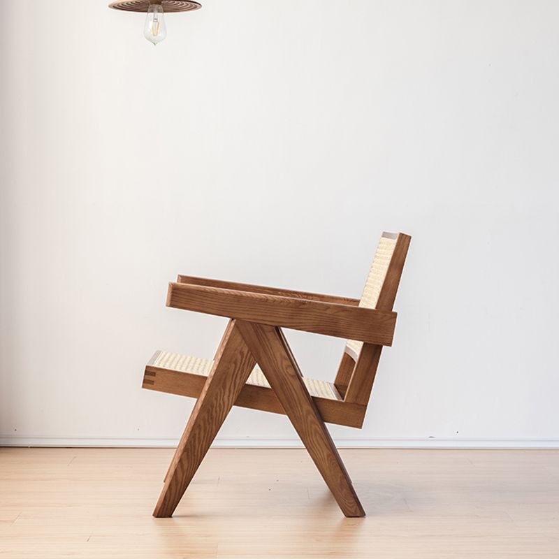 Woven Back Lounge Chair Basic Four Leg Solid Wood Chair with Cushion Clearhalo 'Accent Chairs' 'accent_chairs' 'Chairs & Seating' 'furn' 'furn_accent_chairs' 'Furniture' 'Living Room Furniture' 1200x1200_b1fd0e5c-e168-41f4-b211-92ca70ef9c5b