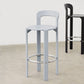 Round Low Back Dining Stools Plastic Barstools with Footrest