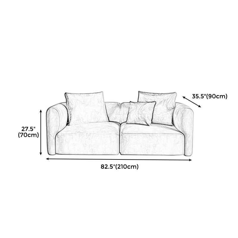 Canapé-gris léger scandinave vers le bas avec des bras et coussins encastrés