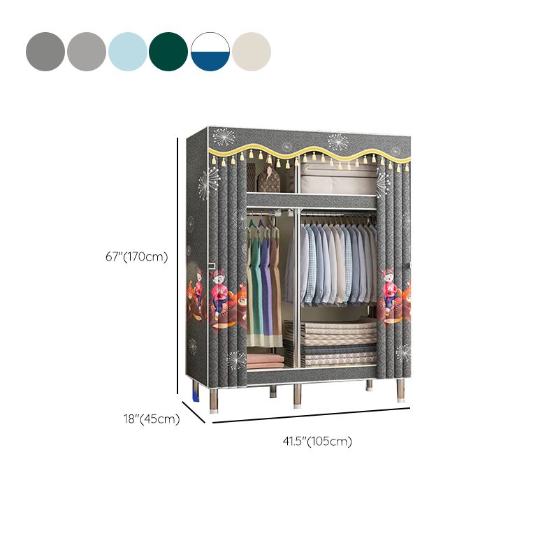 Freestanding Metal Frame Wardrobe Modern Removable Wardrobe with Legs Clearhalo 'Armoires & Wardrobes' 'armoires_wardrobes' 'Bedroom Furniture' 'furn' 'furn_armoires_wardrobes' 'Furniture' 1200x1200_b20325c7-ebab-41d1-9651-35e2b4557b62