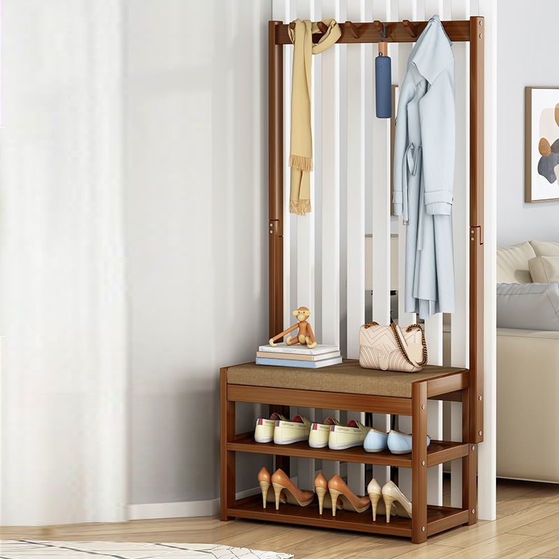 Modern Style Coat Rack Plain Solid Wood Free Standing Coat Hooks Design with Shoes Storage Clearhalo 'Entry & Mudroom Furniture' 'furn' 'furn_hall_tree_coat_racks' 'Furniture' 'Hall Trees & Coat Racks' 'hall_tree_coat_racks' 1200x1200_b20398be-db17-41cb-b2dd-50b6f45308fd