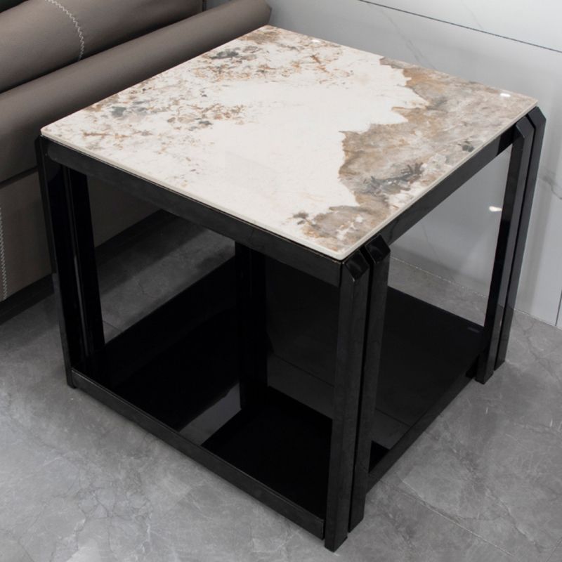 Square Marble Side Table Contemporary Black Storage Side Table Clearhalo 'Coffee & Accent Tables' 'End & Side Tables' 'end_side_table' 'end_side_tables' 'furn' 'furn_end_side_tables' 'Furniture' 'furniture_end_side_table' 'Living Room Furniture' 1200x1200_b2040957-865c-4e0d-aa28-dbb14fbcabdb